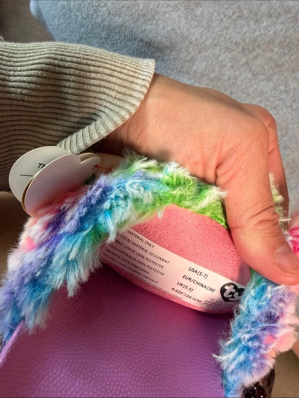 Ty Kids Rainbow Plush Llama Slide Sandals - Purple